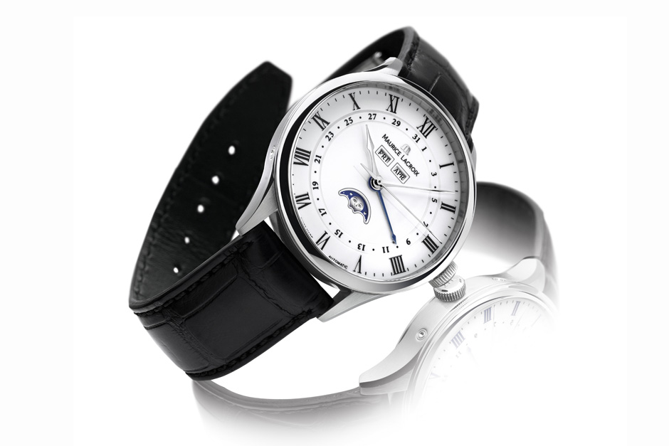 Maurice LaCroix Phase de Lune Stainless Steel White Dial on Black ...